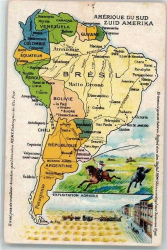 Rio de Janeiro Landkarte Südamerika Ausstellung Landwirtschaft Lithographie