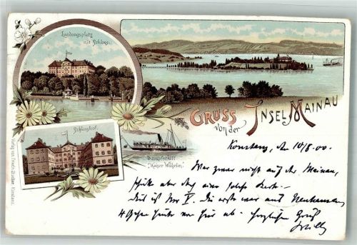 Insel Mainau 1900 Landungsplatz m. Schloss Dampfer Kaiser Wilhelm