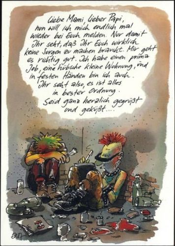 um 1980-90 Brief an Mami und Papi,Joker edition,sign. Erich Rauschenbach