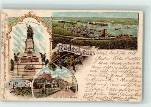 Rüdesheim 1900 Niederwalddenkmal Boosenberg und Promenade