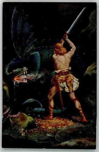 Nibelungen Sagen Siegfried u.d. Drache FPhG Serie 127 Nr. 3726 Hoffmann, H. Künstlerkarte