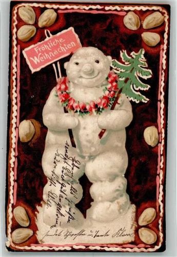 1900 Prägedruck Schneemann Weihnachten