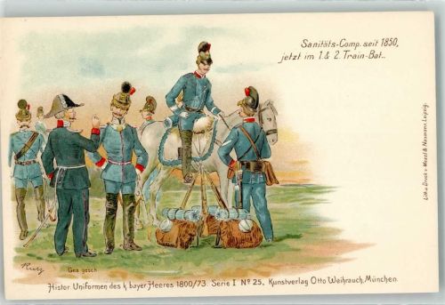 1900 Sanitäts-Comp. sign. Kurt Serie I Nr. 25 Historische Uniformen des bayer. Heeres 1800/73