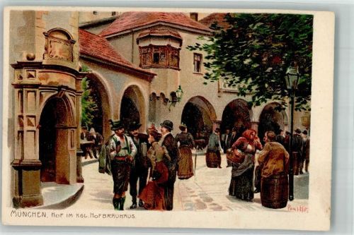 München Hof im Kgl. Hofbräuhaus Künstlerpostkarte No. 1887 Dep. No. 131