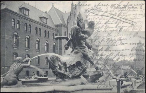 1904 Hamburg-Altona, Stuhlmann Brunnen, Wasserspeier,M. Glückstadt & Münden