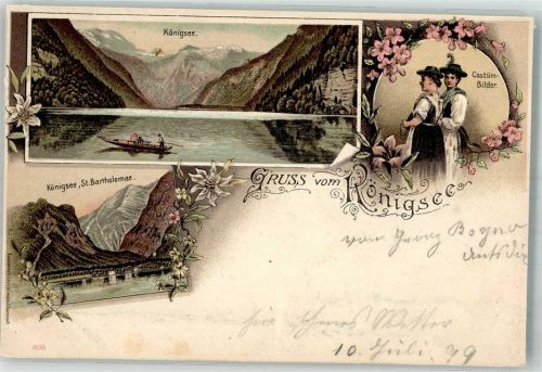 Schönau 1899 Der Königssee St. Bartholomae Tracht Edelweiss Verlag Lautz & Isenbeck 835