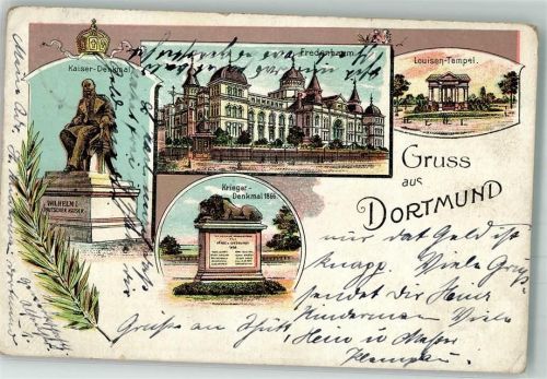 Dortmund 1908 Kaiser Denkmal Kriegerdenkmal Fredenbaum Louisen-Tempel