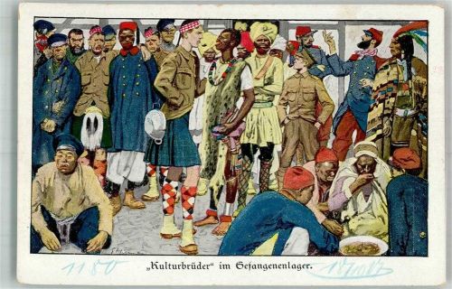 1917 Serie VII Nr. 4 Gefangenenlager Kulturbrüder Satire WK I