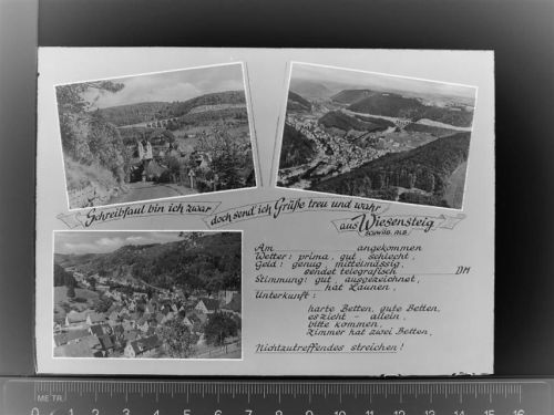 73349 W7346 Wiesensteig GLASNEGATIV Mehrfachbildkarte
