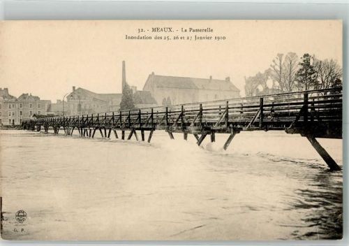 Meaux 1910 Hochwasser la Passerelle