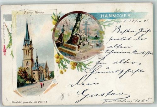 Hannover 1898 Gartenkirche und Geöffnetes Grab