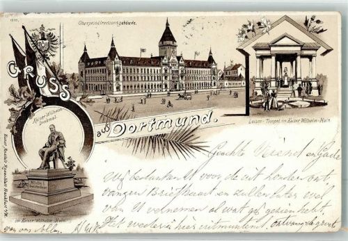 Dortmund 1897 Kaiser Wilhelm-Denkmal Oberpostdirektion Luisen-Tempel