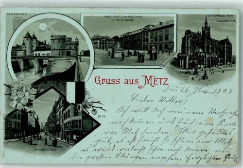 Metz 1898 Deutsches Tor Stadthaus Hauptwache Paradeplatz