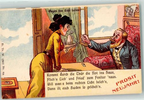 1900 Verlag D Tr. W. 1902 Nr. 29 Humor Neujahr Streit Ehe