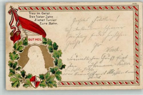 Turnvater Jahn Gut Heil Verlag Bruno Bürger u. Ottillie 3665 Turnen 1905 Prägedruck