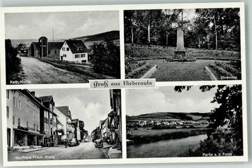 36272 W6434 Niederaula - Kath. Kirche Ehrenmal Kaufhaus Friedr. Stang Fulda