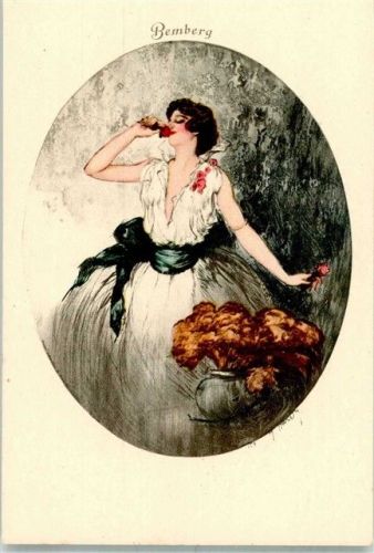 Bemberg Art Deco Frau mit Rosen