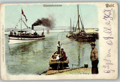 Wesel 1901 Bahnpost Cöln Osnabrück Zug 713 7.11.01 Eisenbahnbrücke