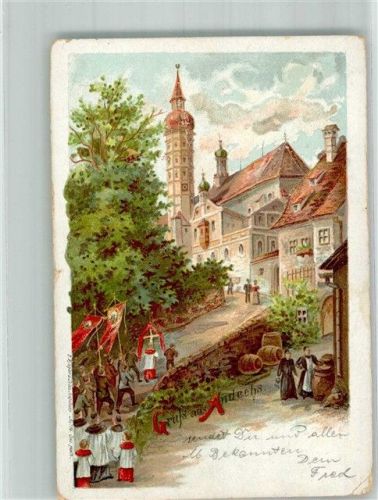 Andechs 1902 Lithographie Kloster