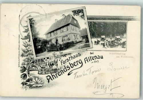 Altenau 1905 Forsthaus Ahrendsberg Windfütterung im Winter