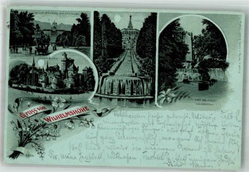 Wilhelmshöhe 1898 Schloss Wilhelmshöhe Aquadukt Wasserfall Cascaden Löwenburg