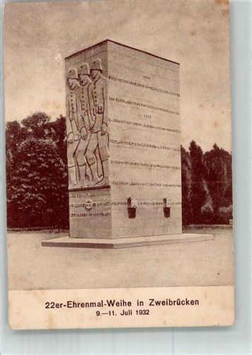 Zweibrücken 1932 Einweihung des Kriegerdenkmals des 22. Regimentes