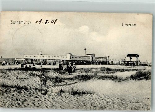 Swinemünde 1908 Schwimmbad Herrenbad Strand