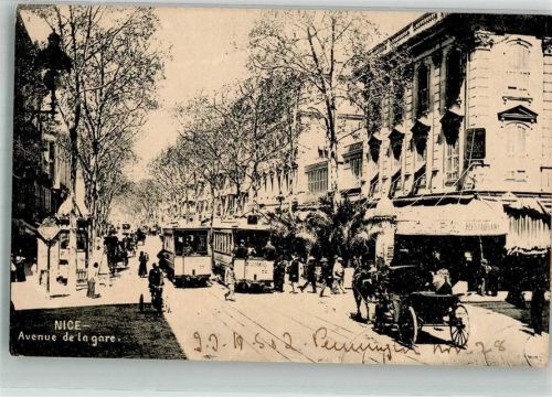 Nice 1903 Litfaßsäule Geschäft Straßenbahn Avenue de la gare