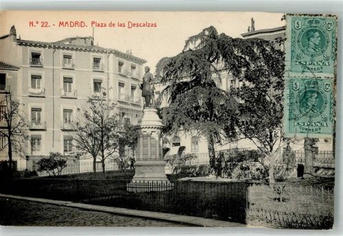 Madrid 1916 Plaza de las Descalzas Denkmal Marke bildseitig