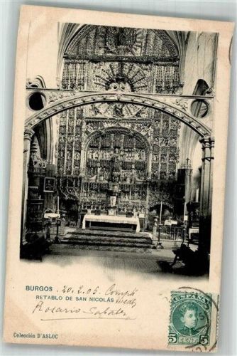Burgos 1905 Retablo de San Nicolas Marke bildseitig