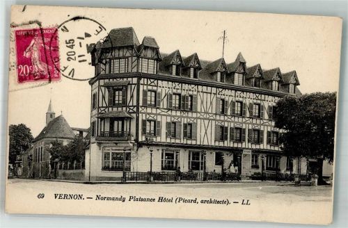 Vernon 1935 Hotel Normandy Plaisance Marke bildseitig