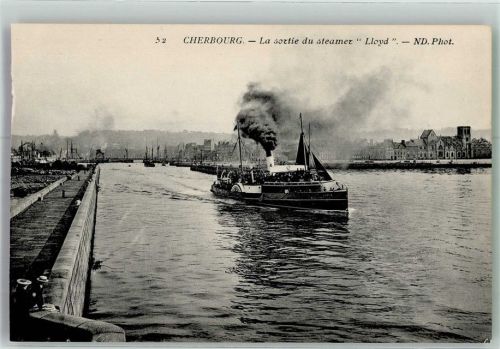 Cherbourg-Octeville Abfahrt des Raddampfers Lloyd