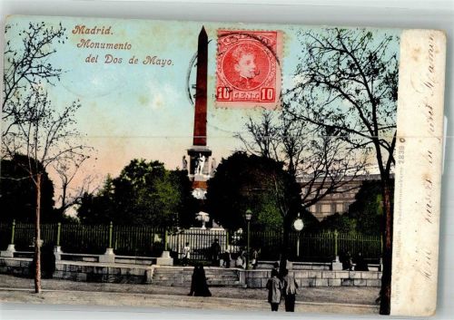 Madrid 1908 Denkmal del Dos de Mayo Marke Bildseitig