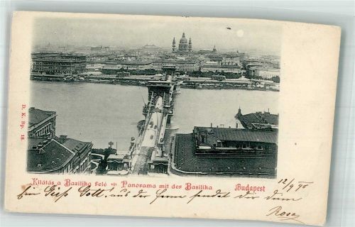 Budapest 1898 Kettenbrücke Basilika