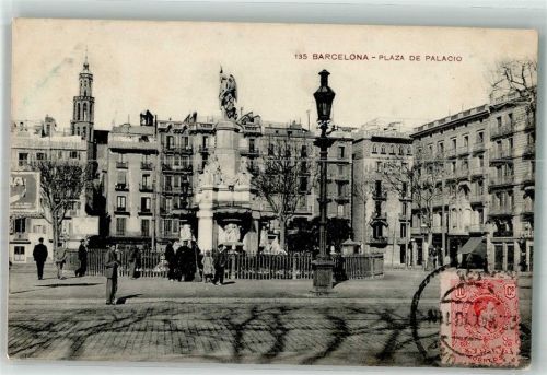 Barcelona 1913 Denkmal Plaza de Palacio Marke Bildseitig