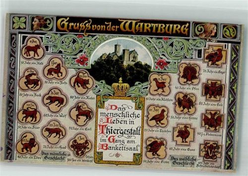 Eisenach Gruss von der Wartburg Das menschliche Leben in Tiergestalt im Gang zum Bankettsaal Verlag Jagemann 6636