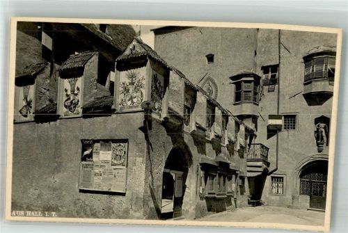 Hall Werbung Singer Nähmaschine Plakat Haus mit Wappen