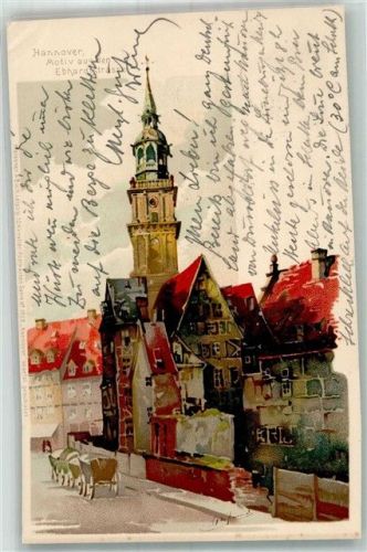 Hannover 1900 Lithographie Eberhardstrasse