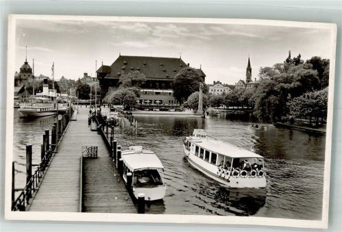 Konstanz Hafen mit Konziliumsgebäude Bodenseeschiffe Raddampfer