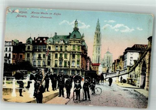 Antwerpen 1915 Uniform Marine-Wache am Hafen Feldpost WK I