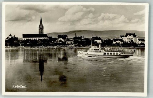 Radolfzell 1936 Panorama des Ortes mit Münster Unserer Lieben Frau und Bodenseeschiff