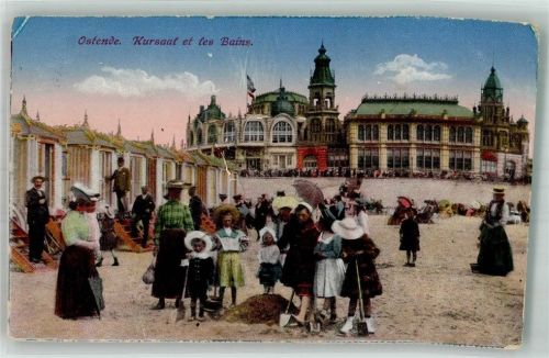 Ostende 1916 Schwimmbad Strand Kursaal Feldpost WK I Nr. 4