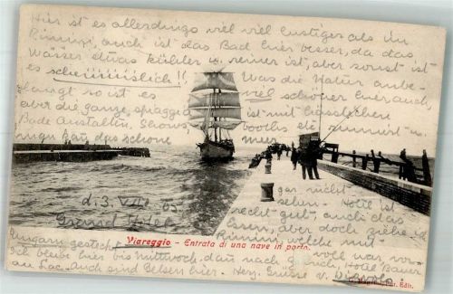 Viareggio 1905 Hafen Einfahrt Seegelschiff
