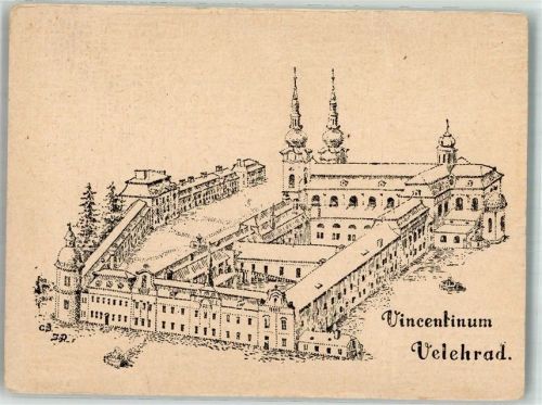 Velehrad 1955 Kirche Vincentinum Radierung