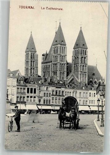 Tournai Fahrrad Pferdewagen Kirche Kathedrale