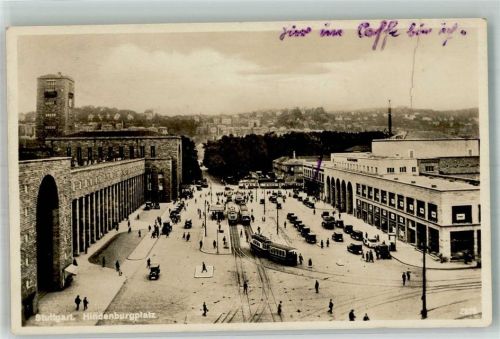 Stuttgart Hindenburgplatz Straßenbahn Auto Litfaßsäule