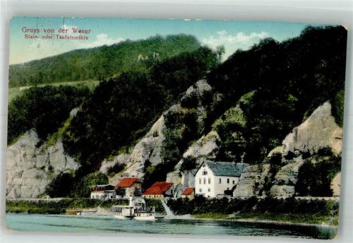 Pegestorf 1910 Binnenschiff auf der Weser vor Steinmühle Verlag Thoericht