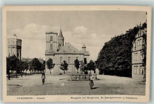 Friedberg Burgplatz Burgirche St. Georgsbrunnen Adolfsturm Kinder