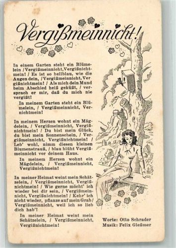 Text des Liedes Vergissmeinnicht von Schrader/Gleßmer Verlag Robert Franke 65