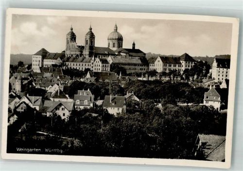 Weingarten 1942 Panorama des Ortes mit der Benediktiner-Abtei